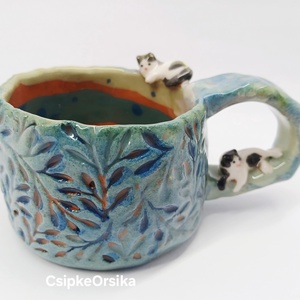 Mázas kerámia bögre cicákkal, Otthon & Életmód, Konyhafelszerelés, tálalás, Tálalás, Bögre & Csésze, Kerámia, MESKA