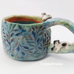 Mázas kerámia bögre cicákkal - otthon & életmód - konyhafelszerelés, tálalás - tálalás - bögre & csésze - Meska.hu