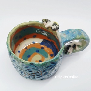 Mázas kerámia bögre cicákkal - otthon & életmód - konyhafelszerelés, tálalás - tálalás - bögre & csésze - Meska.hu