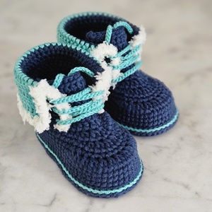 Magasszárú fűzős babacipő (kék) - ruha & divat - babaruha & gyerekruha - Meska.hu