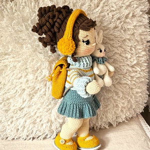 Horgolt baba nyuszival - játék & sport - baba & babaház - öltöztethető baba - Meska.hu