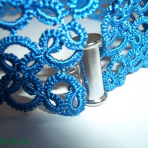 LAGUNA kék hajócsipke nyakpánt gyönggyel, horgolt -  - Meska.hu