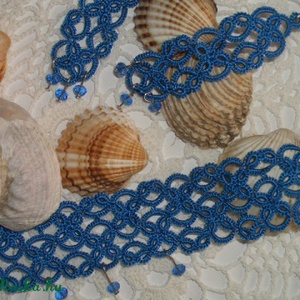 LAGUNA kék hajócsipke nyakpánt gyönggyel, horgolt -  - Meska.hu