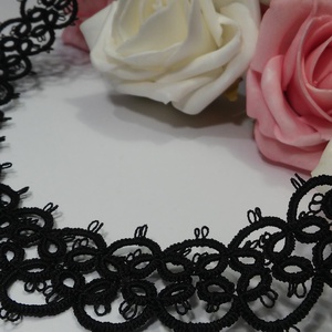 ANETT fekete hajócsipke nyaklánc , horgolt, , Horgolás, Csomózás, MESKA