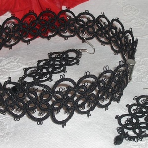 ANETT fekete hajócsipke nyaklánc , horgolt -  - Meska.hu