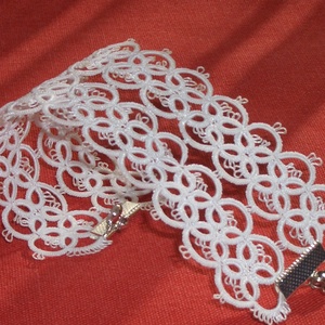 ANETT dupla széles, fehér hajócsipke menyasszonyi/alkalmi karkötő, horgolt - Meska.hu