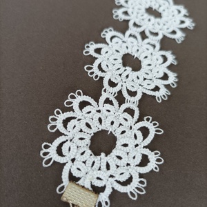 CRISTAL széles fehér hajócsipke karkötő , Ékszer, Karkötő, Széles karkötő, Csipkekészítés, MESKA
