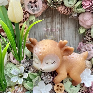Tavaszi szunyókáló bambi-ajtódísz - otthon & életmód - dekoráció - ajtó- és ablak dekoráció - ajtódísz & kopogtató - Meska.hu