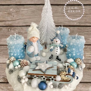 Téli móka-adventi asztaldísz - karácsony - adventi díszek - adventi koszorú - Meska.hu