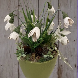 Tavaszváró, hóvirágos asztaldísz  - Meska.hu