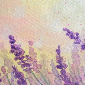 Levendulás mini festmény - művészet - festmény - akvarell - Meska.hu