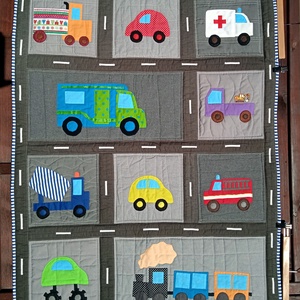 Egyedi autós takaró ovis fiúknak, Játszószőnyeg, Quilt - otthon & életmód - babaszoba, gyerekszoba - babatakaró, gyerek pléd - Meska.hu