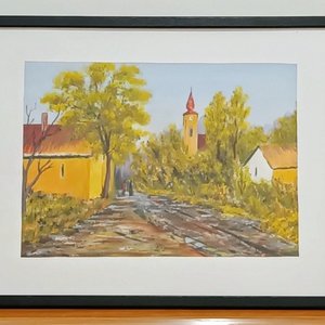 Falusi utca reszlet, Művészet, Festmény, Olajfestmény, Festészet, MESKA