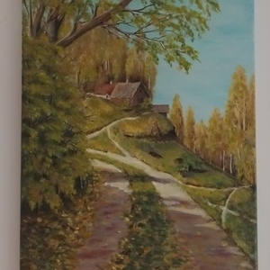 Úton hazafelé , Művészet, Festmény, Olajfestmény, Festészet, MESKA