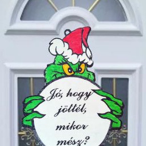 Grincs tábla ajtóra, grincs ajtódísz, kopogtató - Meska.hu