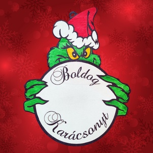 Grincs tábla ajtóra, grincs ajtódísz, kopogtató - karácsony - karácsonyi lakásdekoráció - karácsonyi ajtódíszek - Meska.hu