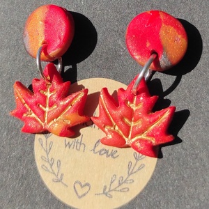 Őszi aranyos falevél fülbevaló  - Meska.hu