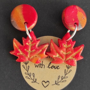 Őszi aranyos falevél fülbevaló  - ékszer - fülbevaló - fülékszer - Meska.hu