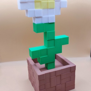 Minecraft Oxeye Daisy  Kockás Virág Dekoráció Cserepes Verzióban - esküvő - dekoráció - asztaldísz - Meska.hu