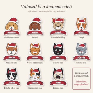 Egyedi Mikulássapkás háromszínű cica karácsonyfadísz, a cicád nevével a piros szalagon.  - karácsony - karácsonyi lakásdekoráció - karácsonyfadíszek - Meska.hu