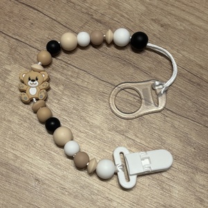 Cumilánc - bézs mackóval, Baba - mama, Baba játékok, Cumilánc, Gyöngyfűzés, gyöngyhímzés, Ékszerkészítés, MESKA