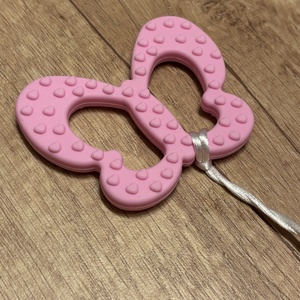 Rágcsalánc - rózsaszín pillangó rágcsával - baba - mama - baba játékok - cumilánc - Meska.hu