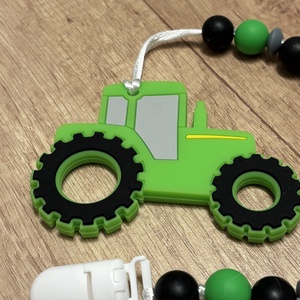 Rágcsalánc - zöld traktorral, Baba - mama, Baba játékok, Cumilánc, Gyöngyfűzés, gyöngyhímzés, Ékszerkészítés, MESKA