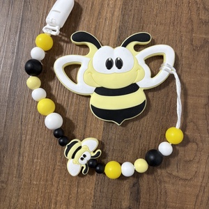 Rágcsalánc- méhecskés rágcsával, Baba - mama, Baba játékok, Cumilánc, Gyöngyfűzés, gyöngyhímzés, Ékszerkészítés, MESKA