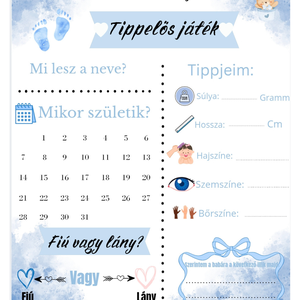 Hello Baby! Babaváró Tippelős Játék és Jókívánság Lap, Baba - mama, Babaemlékek, Bababejelentők, Fotó, grafika, rajz, illusztráció, MESKA