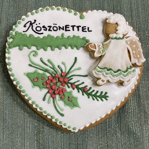 Szívalakú nagy mézeskalács - karácsony - adventi díszek - adventi asztaldísz - Meska.hu