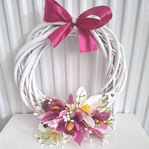 Orchidea koszorú, ajtódísz, ablakdísz, kopogtató, Otthon & Életmód, Dekoráció, Ajtó- és ablak dekoráció, Ajtódísz & Kopogtató, Virágkötés, MESKA