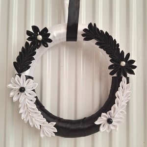 Harmónia kanzashi falidísz, kopogtató, ajtódísz, falikép, Otthon & Életmód, Dekoráció, Ajtó- és ablak dekoráció, Ajtódísz & Kopogtató, Virágkötés, MESKA