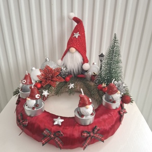 Adventi karácsonyi manó asztaldísz, ablakdísz, dekoráció, koszorú - karácsony - adventi díszek - adventi asztaldísz - Meska.hu