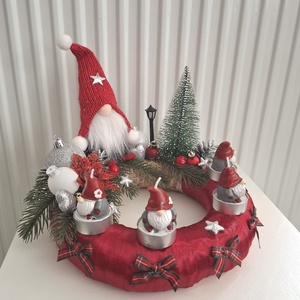 Adventi karácsonyi manó asztaldísz, ablakdísz, dekoráció, koszorú - karácsony - adventi díszek - adventi asztaldísz - Meska.hu