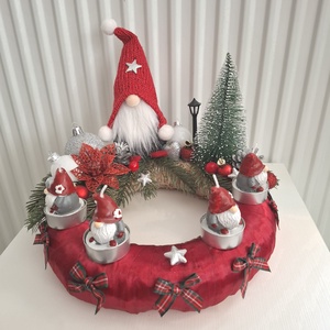 Adventi karácsonyi manó asztaldísz, ablakdísz, dekoráció, koszorú - karácsony - adventi díszek - adventi asztaldísz - Meska.hu