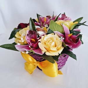 Pünkösdi rózsa orchidea kaspó, csokor, box, asztaldísz - otthon & életmód - dekoráció - virágdísz és tartó - csokor & virágdísz - Meska.hu