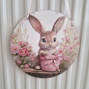 Nyuszi kopogtató, ajtódísz, falidísz 3D, Otthon & Életmód, Dekoráció, Ajtó- és ablak dekoráció, Ajtódísz & Kopogtató, Mindenmás, MESKA