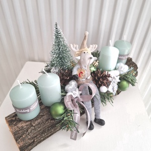 Rénszarvas adventi karácsonyi asztaldísz, dekoráció  - karácsony - adventi díszek - adventi asztaldísz - Meska.hu