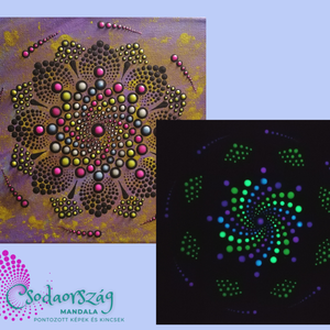 Spirál party -  sötétben világító pontozott mandala, Otthon & Életmód, Dekoráció, Spiritualitás, Mandala, Festészet, MESKA