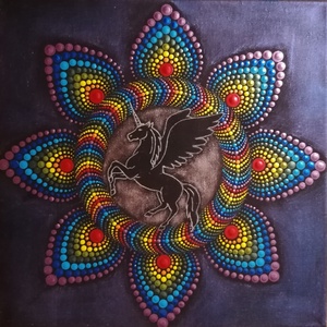 Unikornis sötétben világító pontozott mandala - otthon & életmód - dekoráció - spiritualitás - mandala - Meska.hu