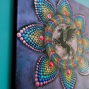 Unikornis sötétben világító pontozott mandala - otthon & életmód - dekoráció - spiritualitás - mandala - Meska.hu