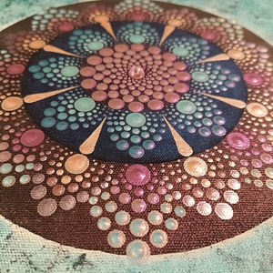 Lila-kék-barack márványos pontozott mandala - otthon & életmód - dekoráció - spiritualitás - mandala - Meska.hu