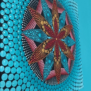 Türkiz virágtenger (metál színekkel) - pontozott mandala - otthon & életmód - dekoráció - spiritualitás - mandala - Meska.hu