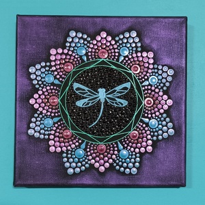 Szitakötő pontozott mandala - otthon & életmód - dekoráció - spiritualitás - mandala - Meska.hu