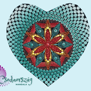 Türkiz virág - szív alakú pontozott mandala - otthon & életmód - dekoráció - spiritualitás - mandala - Meska.hu