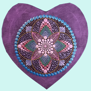 Lila ragyogás - szív alakú pontozott mandala, Otthon & Életmód, Dekoráció, Spiritualitás, Mandala, Festészet, MESKA