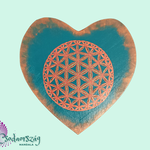 Türkiz élet virága - szív alakú pontozott mandala, Otthon & Lakás, Dekoráció, Spiritualitás, Mandala, Festészet, MESKA