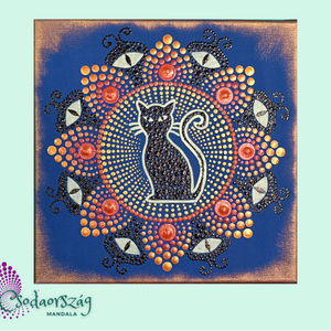 Macskaszem - foszforeszkáló cicás pontozott mandala - otthon & életmód - dekoráció - spiritualitás - mandala - Meska.hu