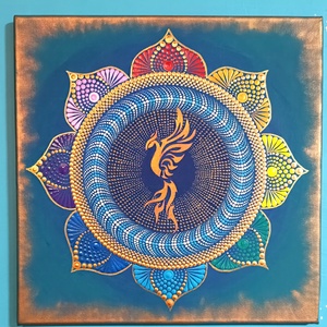 Főnixmadár pontozott mandala, Otthon & Életmód, Dekoráció, Spiritualitás, Mandala, Festészet, MESKA