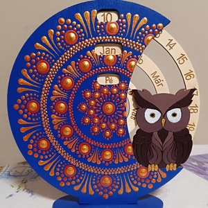 Mandalamintás baglyos öröknaptár - otthon & életmód - dekoráció - fali és függő dekoráció - falinaptár & öröknaptár - Meska.hu